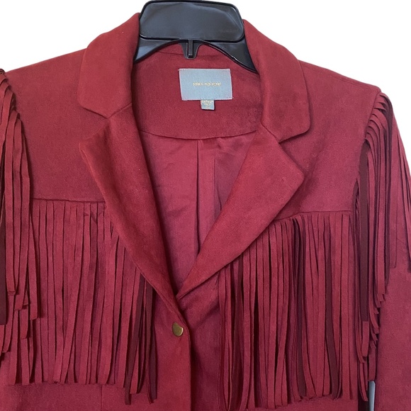 Skies Are Blue Red Faux Suede Fringe Jacket Western Boho XS - Picture 3 of 13